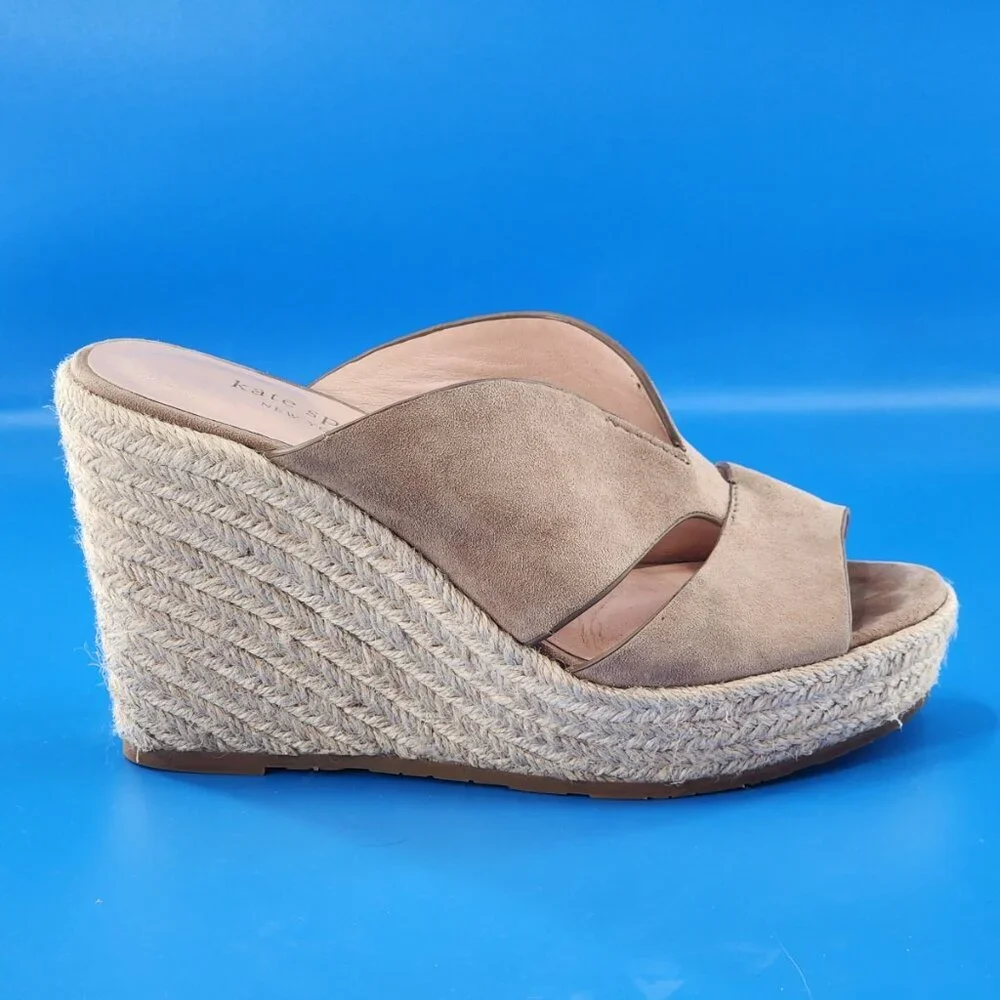 KATE SPADE Tropez Suede Espadrille Platform Wedge Heel Sandals